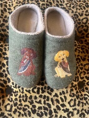 LL Bean Dog Embroidered Cozy Lined Clog Slippers Womens SZ 8 Cottagecore Dog Mom